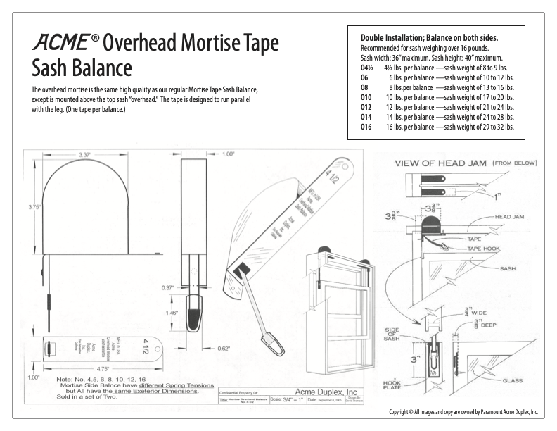 ACME Overhead Mortise Tape